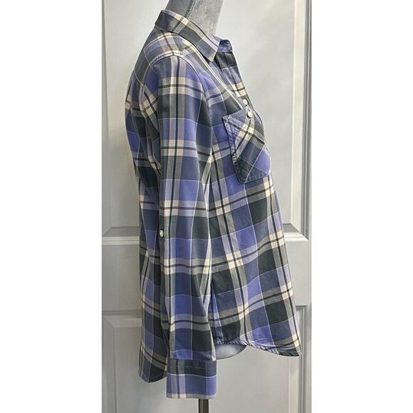 Lauren Ralph Lauren Plaid Shirt Womens Roll Tab Sleeve Flannel Purple Sz S EUC - Picture 5 of 8